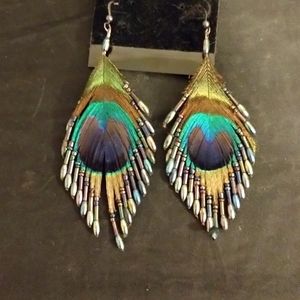 Peacock feather earrings
